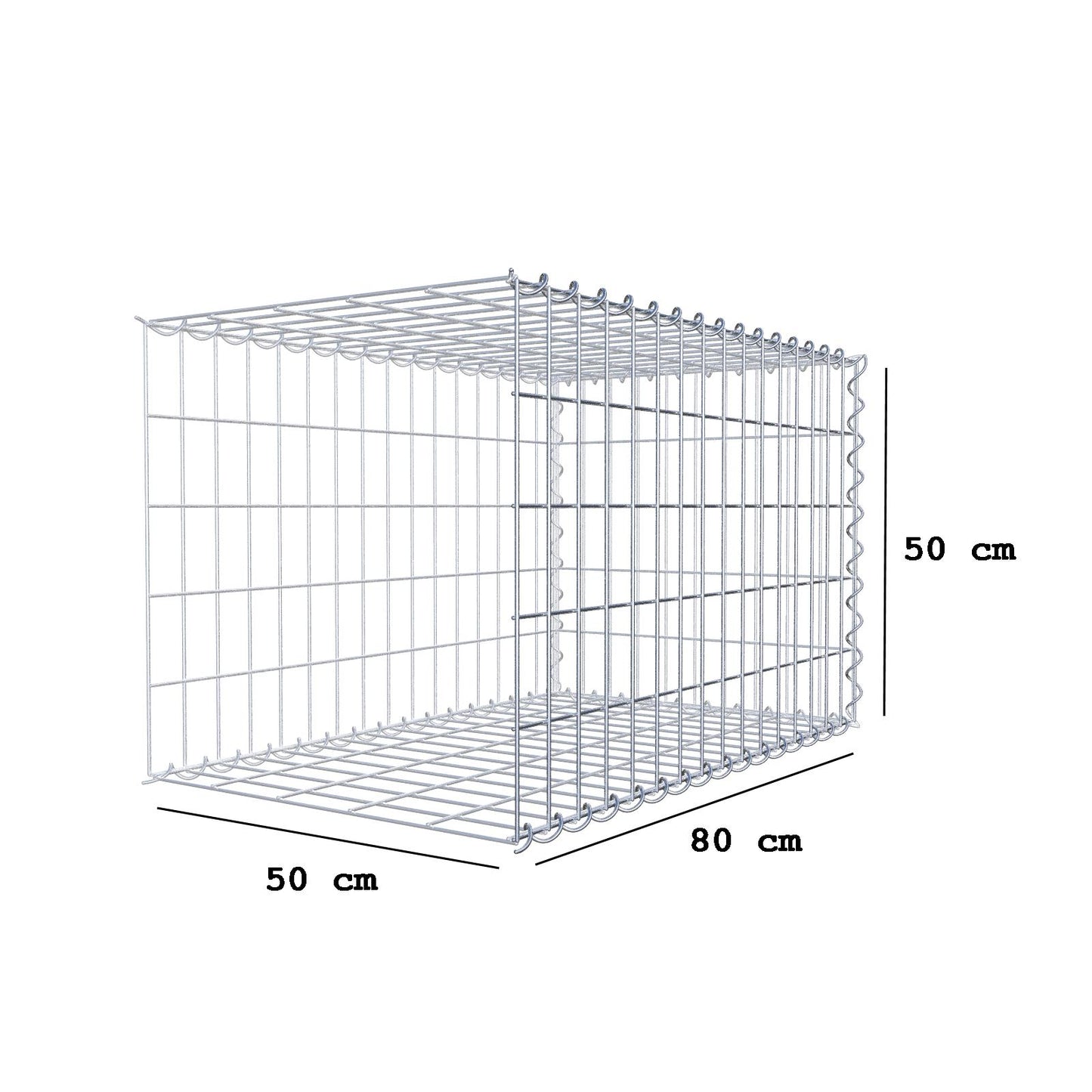 Gabbione aggiuntivo tipo 2 80 cm x 50 cm x 50 cm (L x A x P), maglia 5 cm x 10 cm, spirale