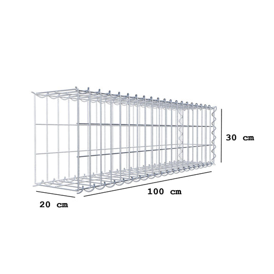 Opvokset gabion type 2 100 cm x 30 cm x 20 cm (L x H x D), maskestørrelse 5 cm x 10 cm, spiral