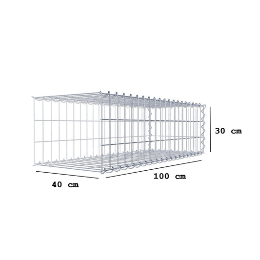 Opvokset gabion type 2 100 cm x 30 cm x 40 cm (L x H x D), maskestørrelse 5 cm x 10 cm, spiral
