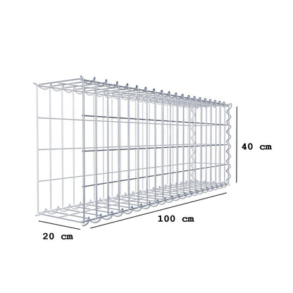 Aangegroeide schanskorf type 2 100 cm x 40 cm x 20 cm (L x H x D), maaswijdte 5 cm x 10 cm, spiraal
