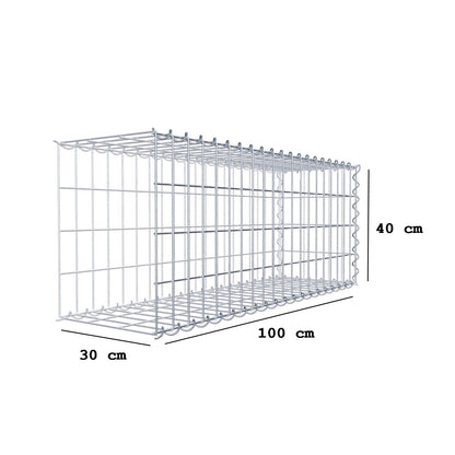 Gabião tipo 2 100 cm x 40 cm x 30 cm (C x A x P), malhagem 5 cm x 10 cm, espiral