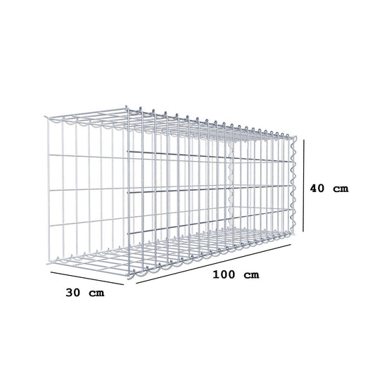 Aangegroeide schanskorf type 2 100 cm x 40 cm x 30 cm (L x H x D), maaswijdte 5 cm x 10 cm, spiraal