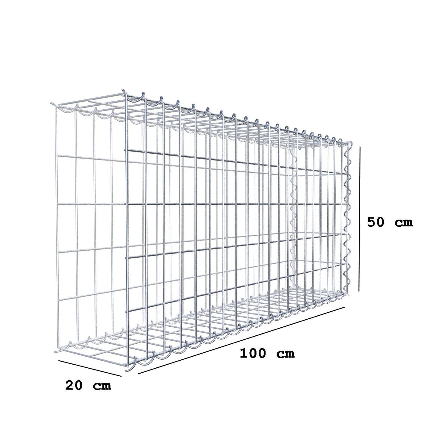 Add-on schanskorf type 2 100 cm x 50 cm x 20 cm (L x H x D), maaswijdte 5 cm x 10 cm, spiraalvormig