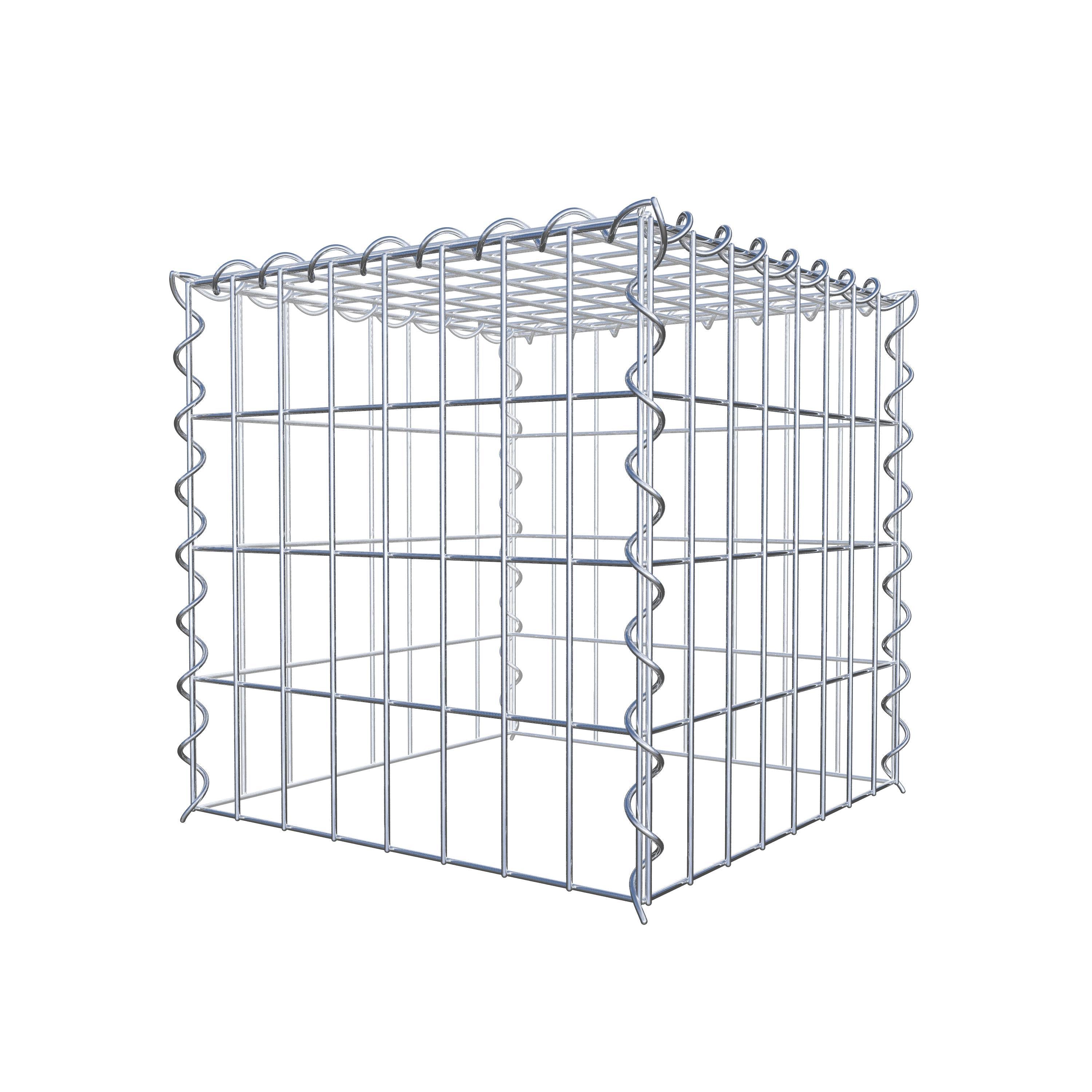 Aangegroeide schanskorf type 3 40 cm x 40 cm x 40 cm (L x H x D), maaswijdte 5 cm x 10 cm, spiraal