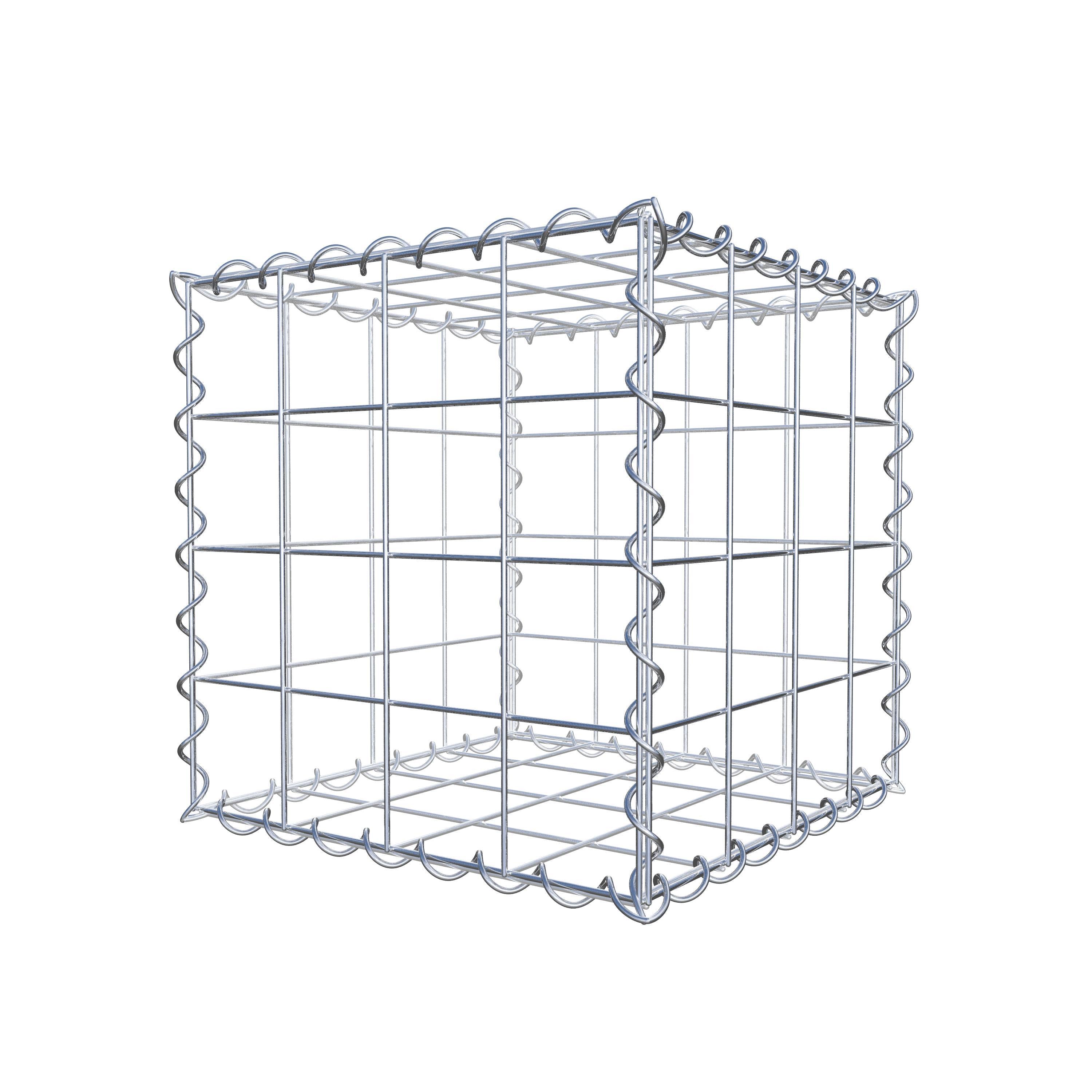 Schanskorf 40 cm x 40 cm x 40 cm (L x H x D), maaswijdte 10 cm x 10 cm, spiraal