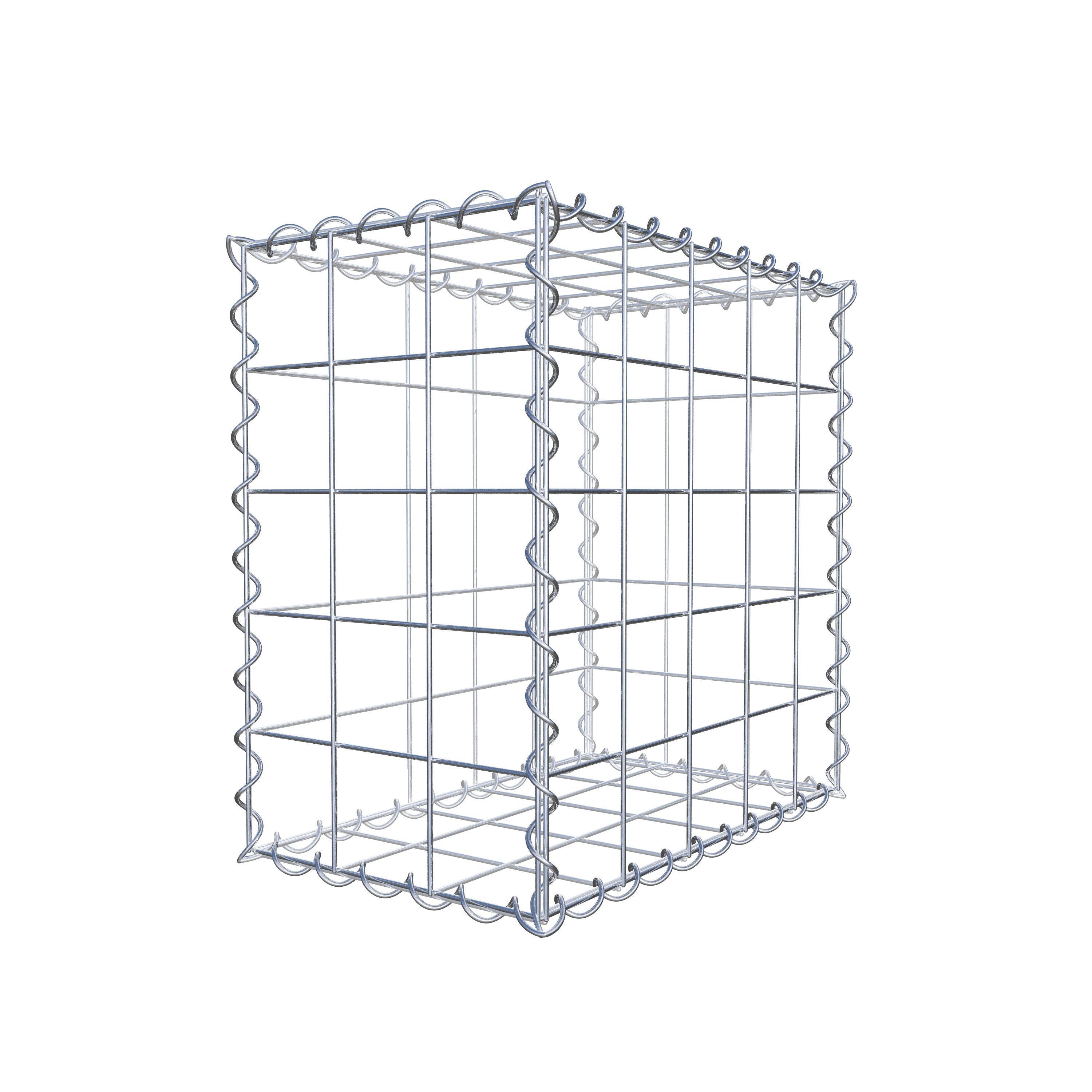 Schanskorf 50 cm x 50 cm x 30 cm (L x H x D), maaswijdte 10 cm x 10 cm, spiraal