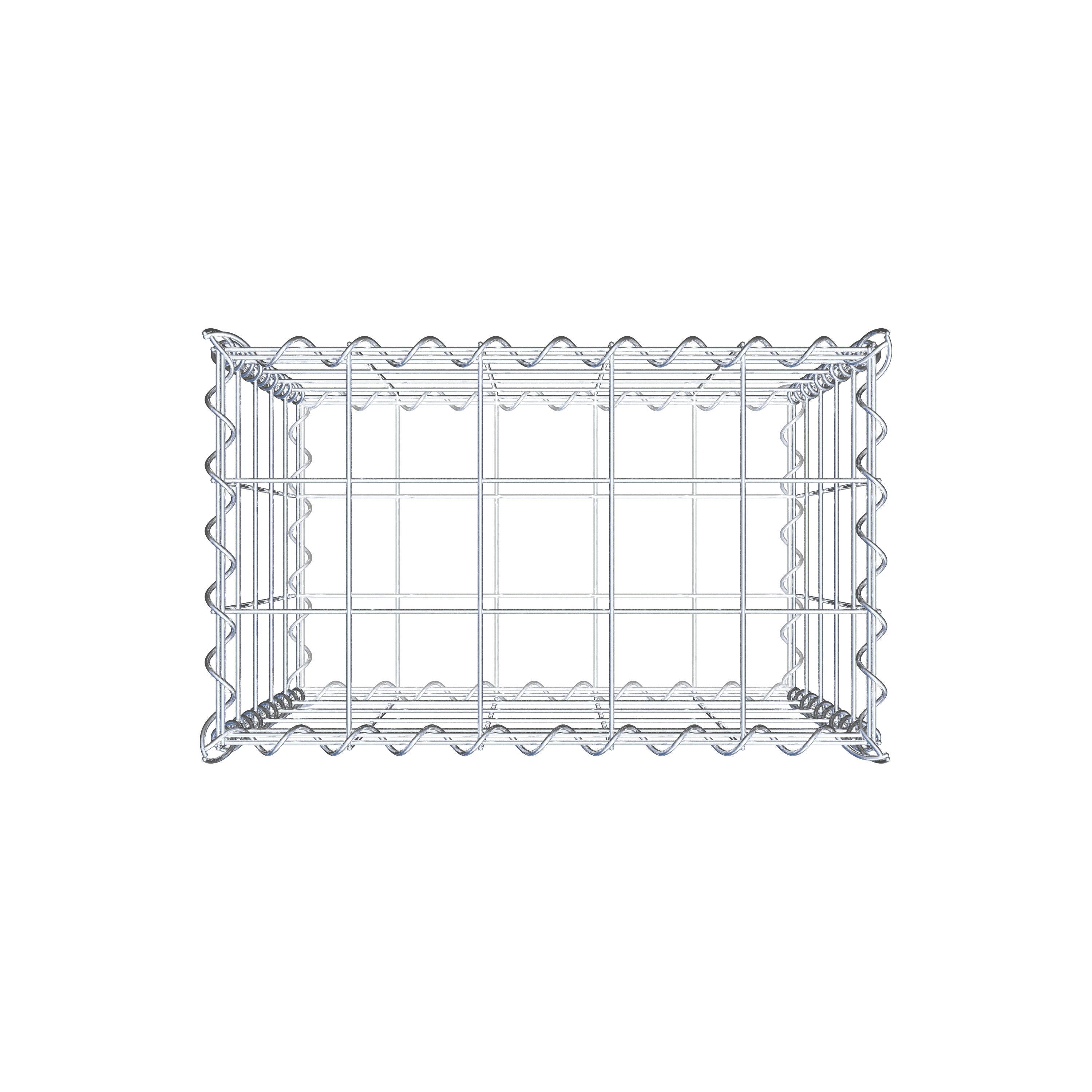 Schanskorf 50 cm x 50 cm x 30 cm (L x H x D), maaswijdte 10 cm x 10 cm, spiraal