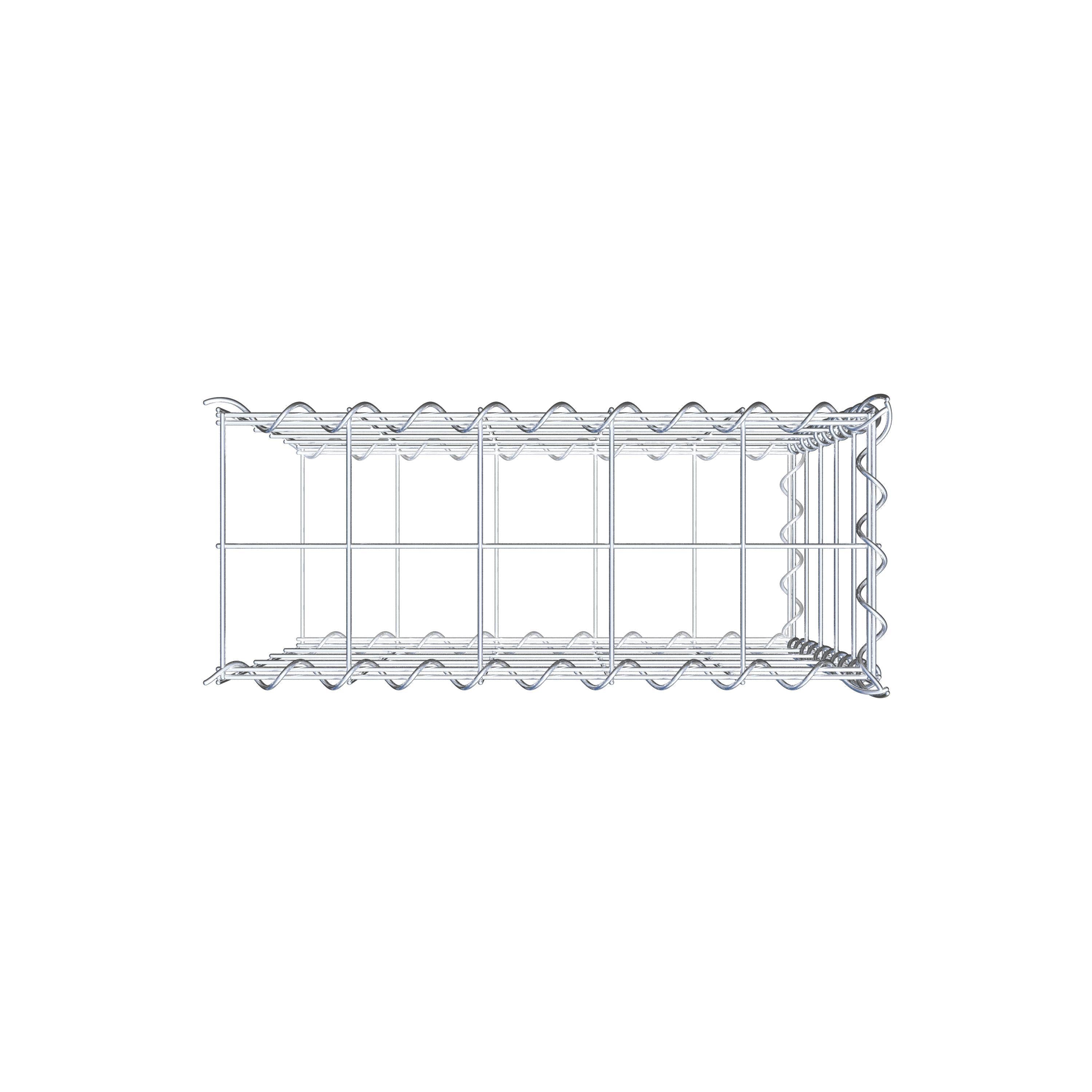 Aangegroeide schanskorf type 2 50 cm x 50 cm x 20 cm (L x H x D), maaswijdte 10 cm x 10 cm, spiraal