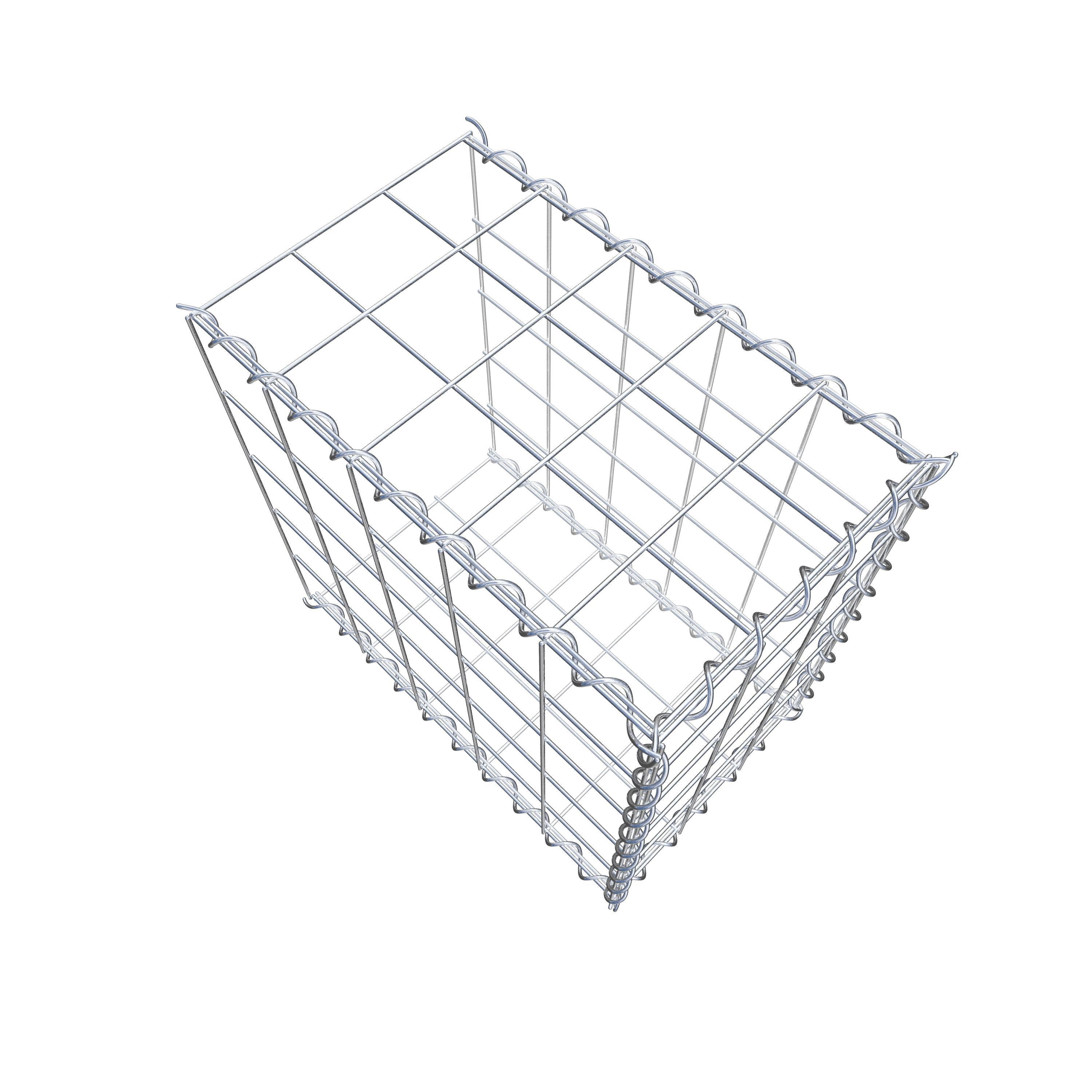 Aangegroeide schanskorf type 2 50 cm x 50 cm x 30 cm (L x H x D), maaswijdte 10 cm x 10 cm, spiraal