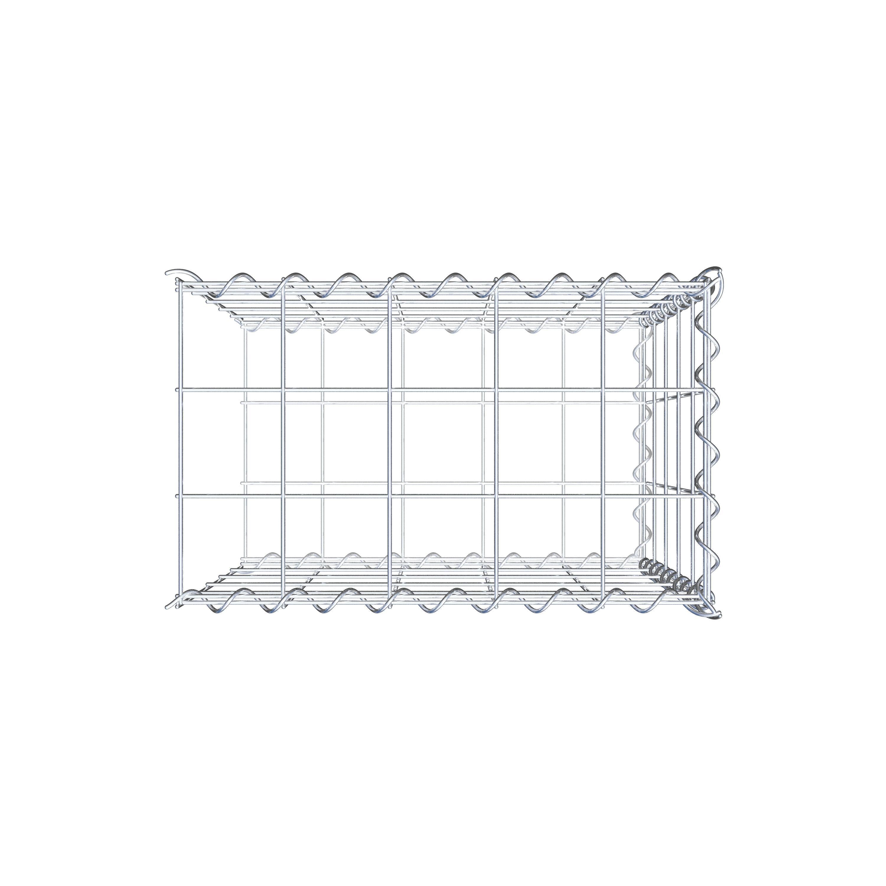 Aangegroeide schanskorf type 2 50 cm x 50 cm x 30 cm (L x H x D), maaswijdte 10 cm x 10 cm, spiraal