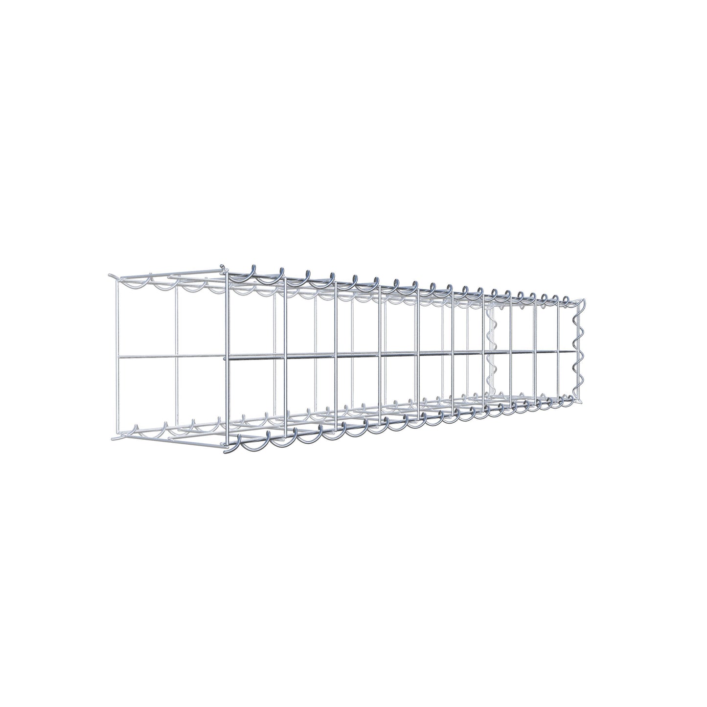 Gabion rapporté type 2 100 cm x 20 cm x 20 cm (L x H x P), mailles 10 cm x 10 cm, spirale