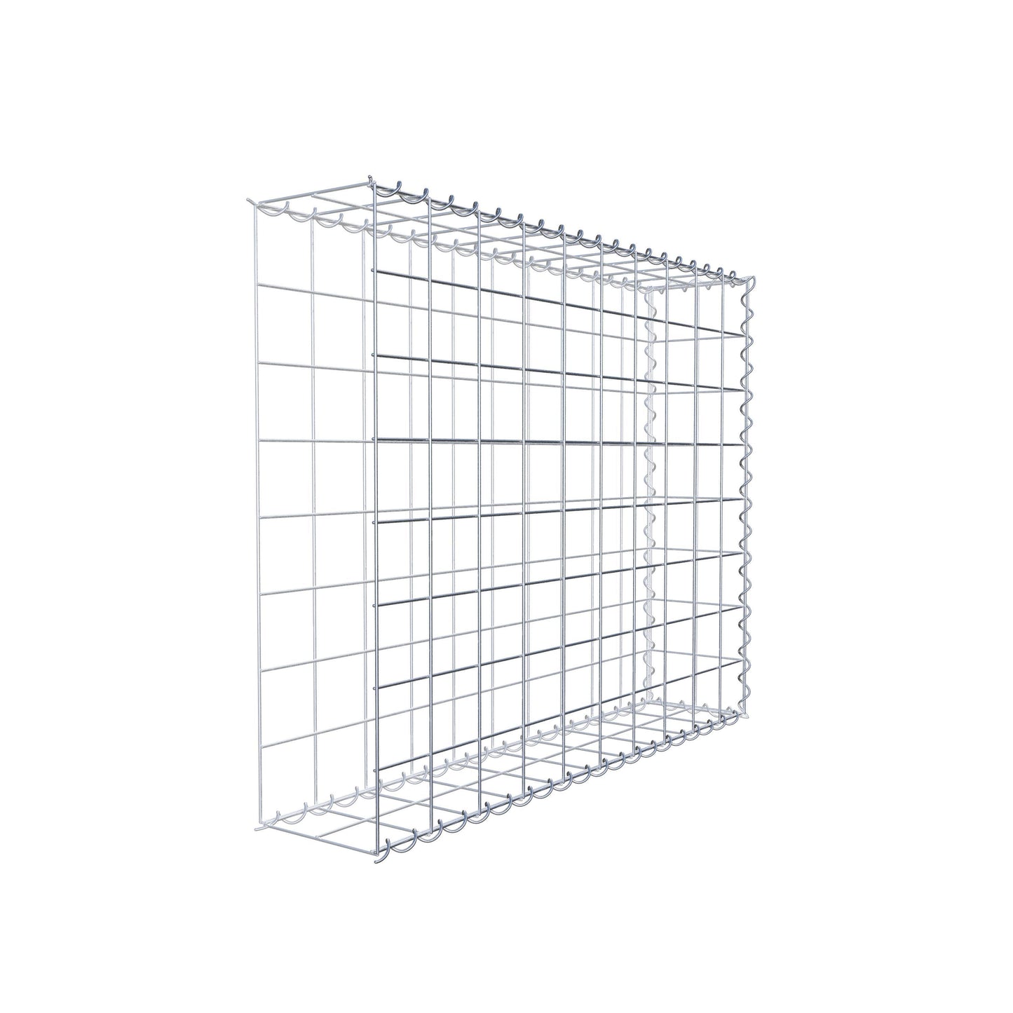 Opbouw schanskorf type 2 100 cm x 80 cm x 20 cm (L x H x D), maaswijdte 10 cm x 10 cm, spiraal