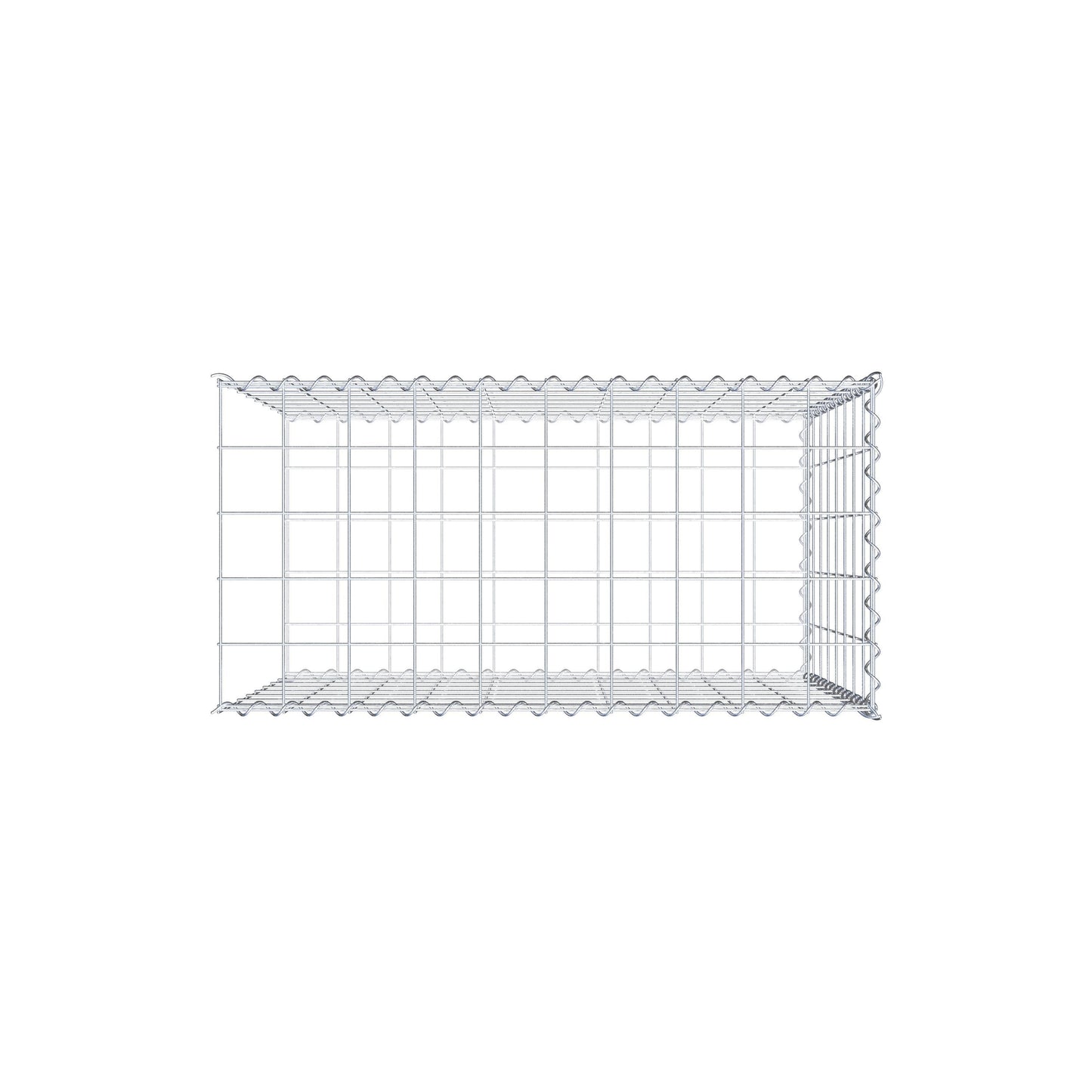 Opvokset gabion type 2 100 cm x 80 cm x 50 cm (L x H x D), maskestørrelse 10 cm x 10 cm, spiral