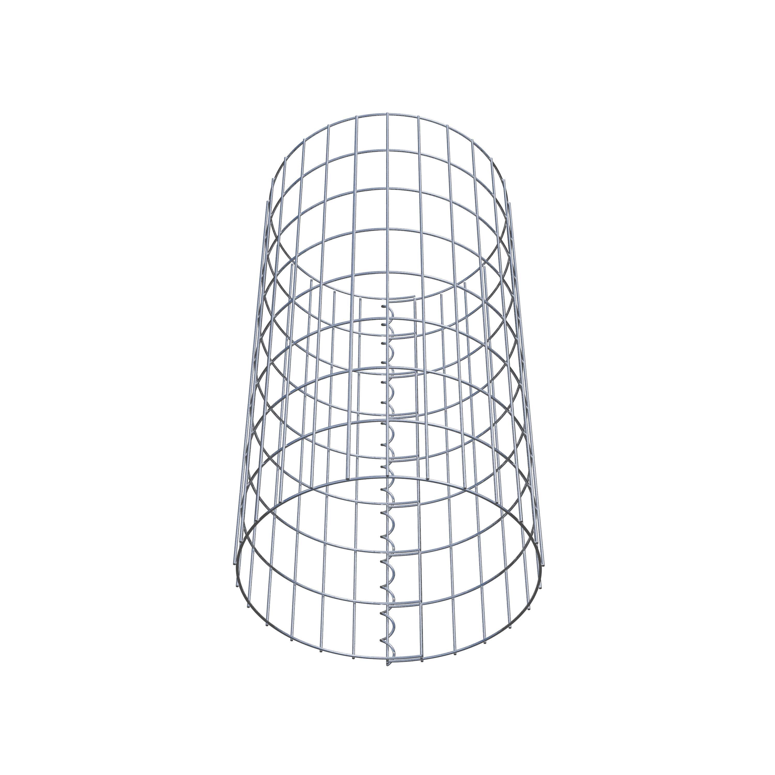 Schanskorfkolom circa 42 cm diameter, 80 cm hoogte, maaswijdte 5 cm x 10 cm