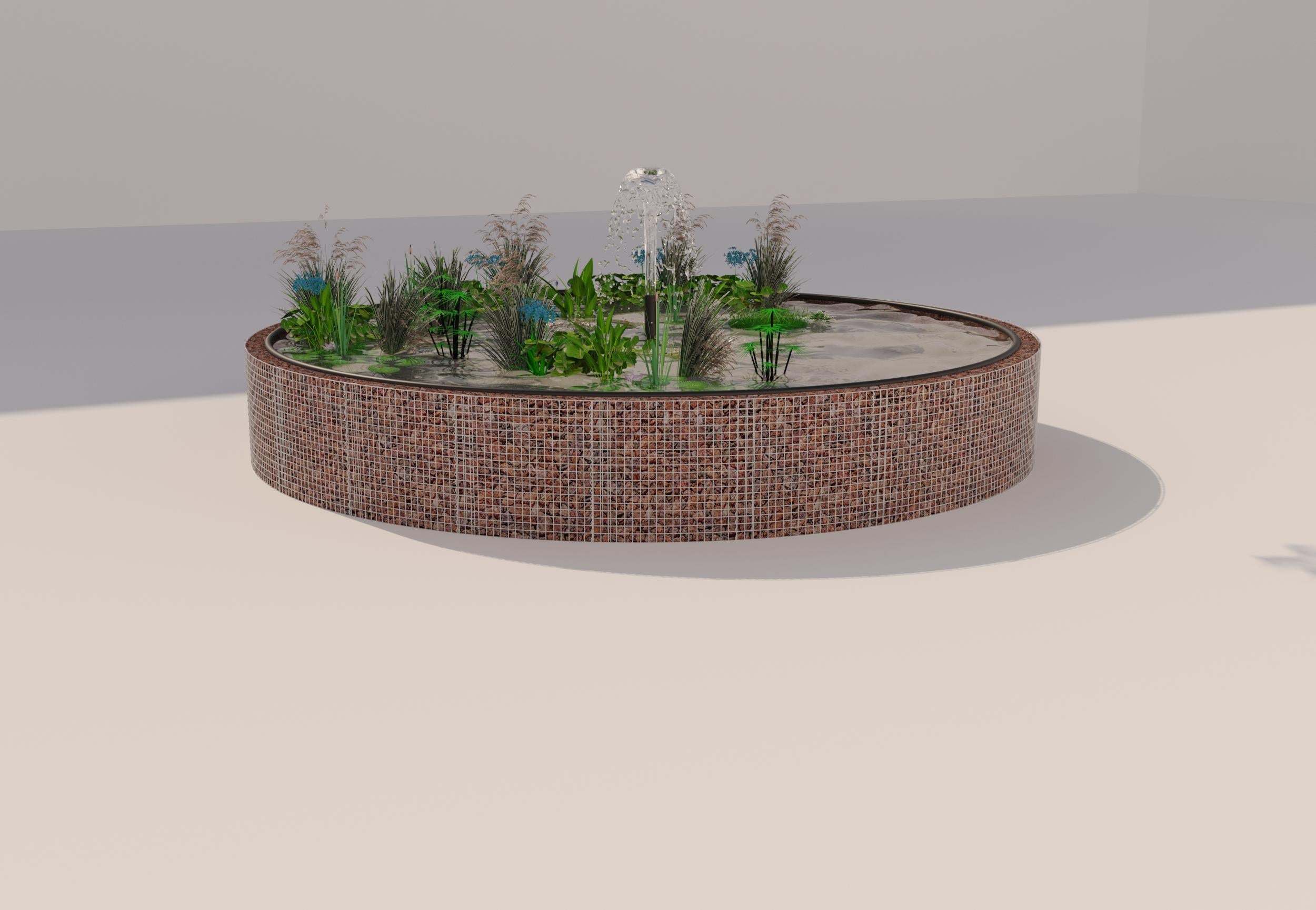 Estanque elevado de gaviones, redondo, diámetro exterior 292 cm, altura 80 cm, malla 5 x 5 cm, espesor de pared 15 cm