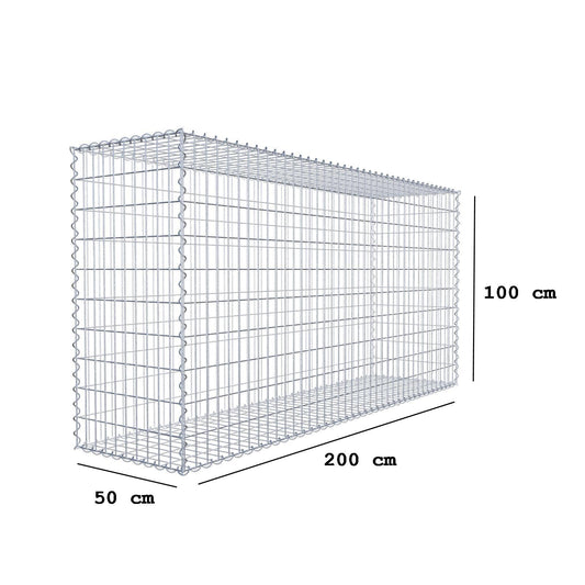 Gabion 200 cm x 100 cm x 50 cm (L x H x P), mailles 5 cm x 10 cm, spirale