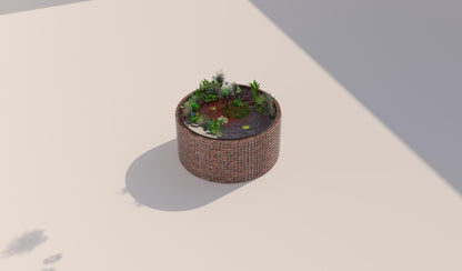 Schanskorven verhoogde vijver, rond, buitendiameter 172 cm, hoogte 80 cm, maaswijdte 5 x 5 cm, wanddikte 15 cm