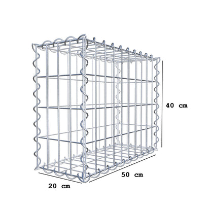 Gavión 50 cm x 40 cm x 20 cm (L x A x P), luz de malla 5 cm x 10 cm, en espiral