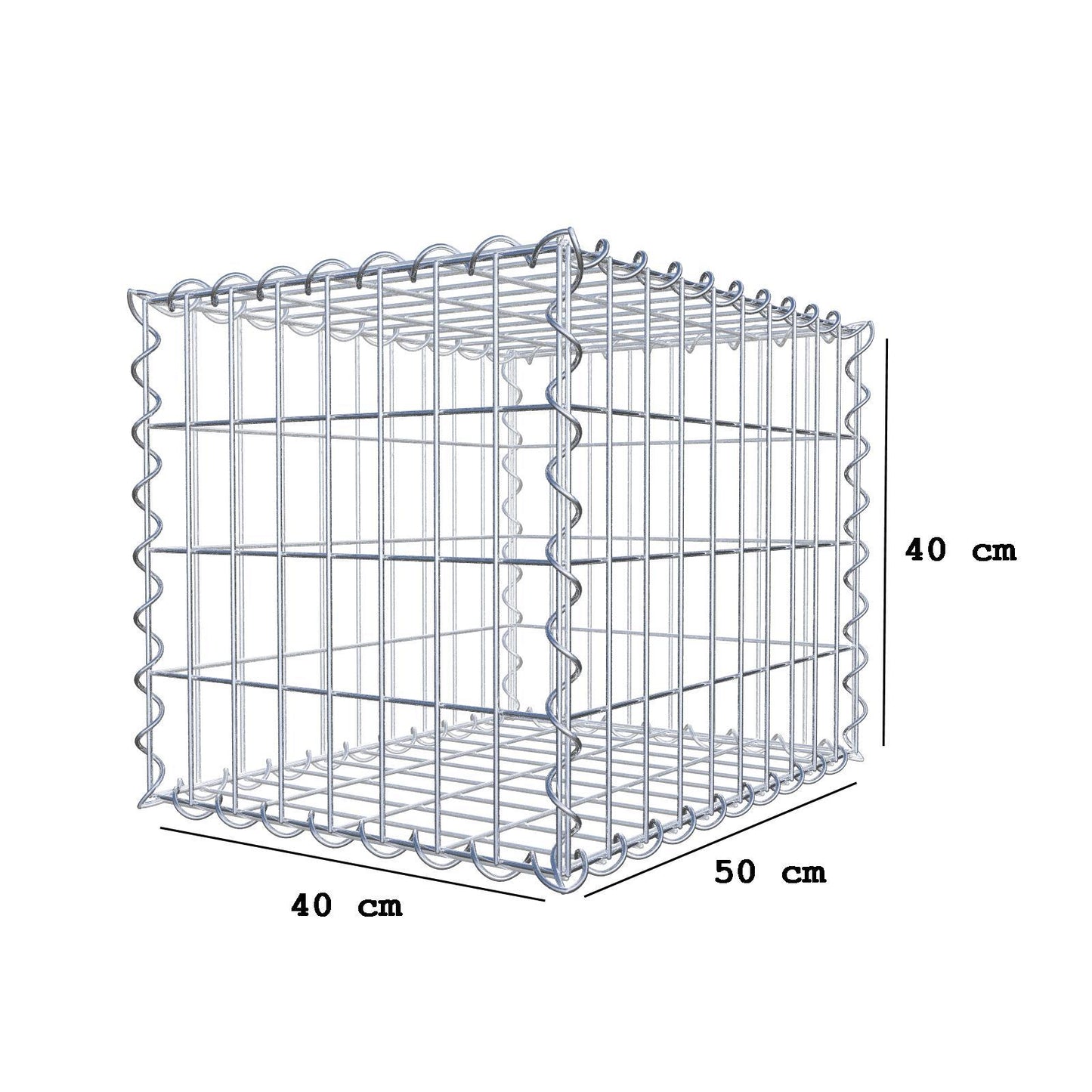 Gabion 50 cm x 40 cm x 40 cm (L x H x P), mailles 5 cm x 10 cm, spirale