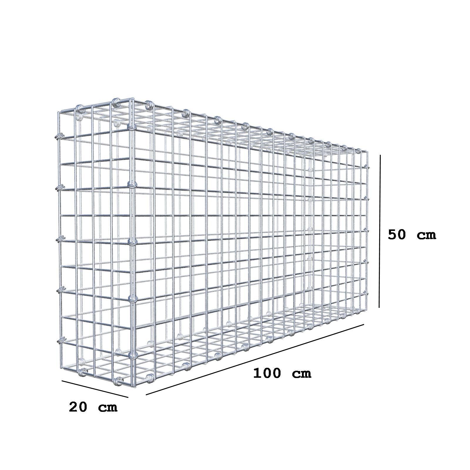 Gabione 100 cm x 50 cm x 20 cm (L x H x T), Maschenweite 5 x 5 cm, Spiralring
