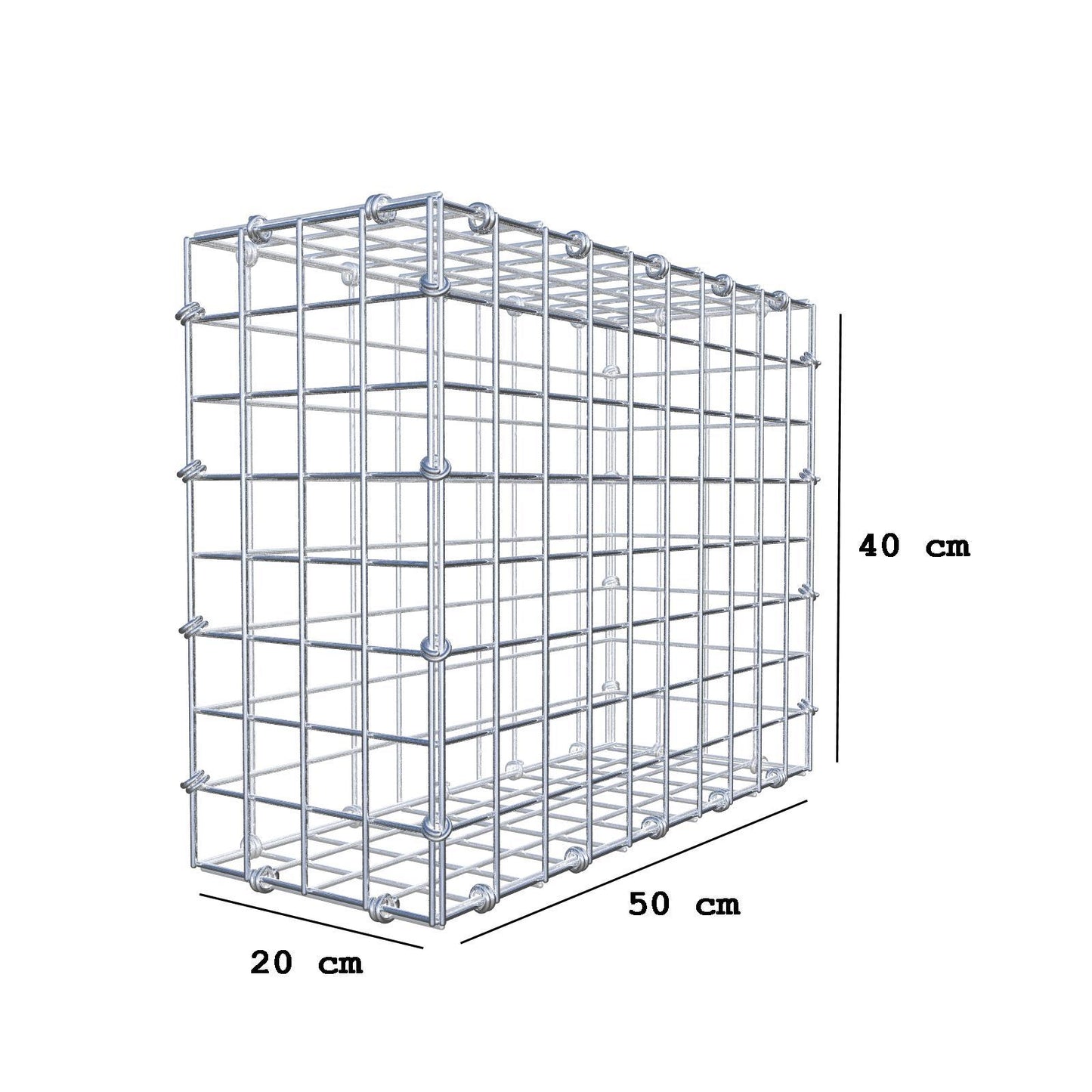 Schanskorf 50 cm x 40 cm x 20 cm (L x H x D), maaswijdte 5 x 5 cm, spiraalring