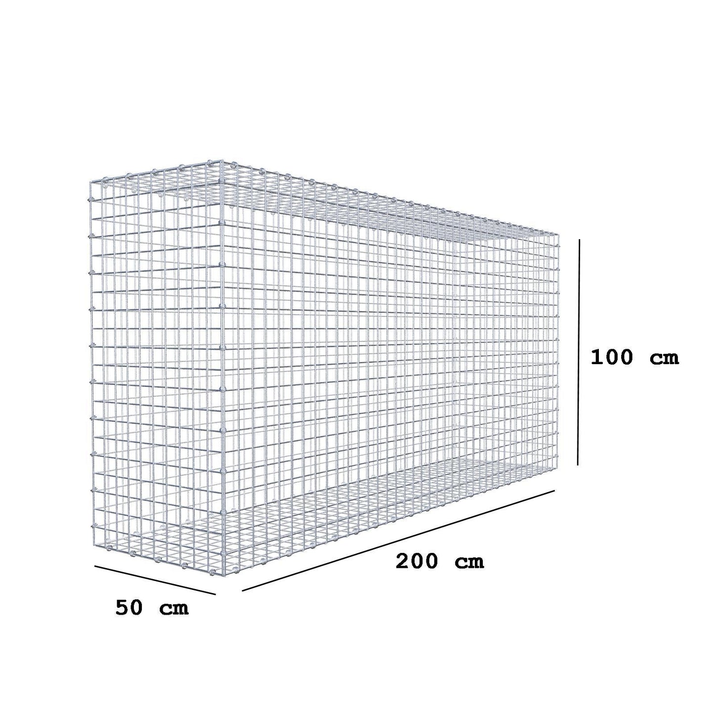 Schanskorf 200 cm x 100 cm x 50 cm (L x H x D), maaswijdte 5 x 5 cm, spiraalring