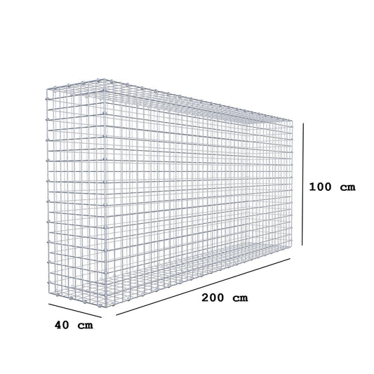 Gavión 200 cm x 100 cm x 40 cm (L x A x P), luz de malla 5 x 5 cm, anillo en espiral