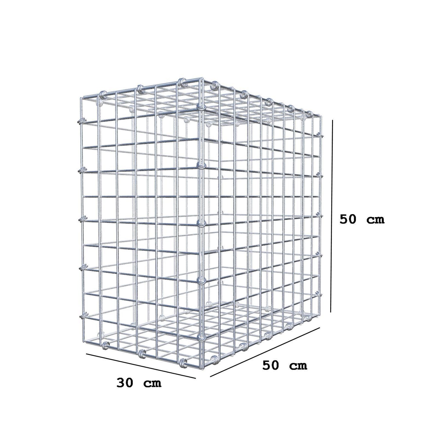 Schanskorf 50 cm x 50 cm x 30 cm (L x H x D), maaswijdte 5 x 5 cm, spiraalring
