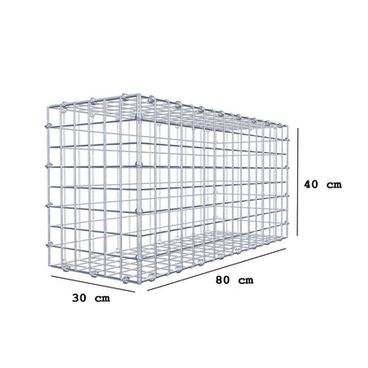 Gabion 80 cm x 40 cm x 30 cm (L x H x D), maskestørrelse 5 x 5 cm, spiralring