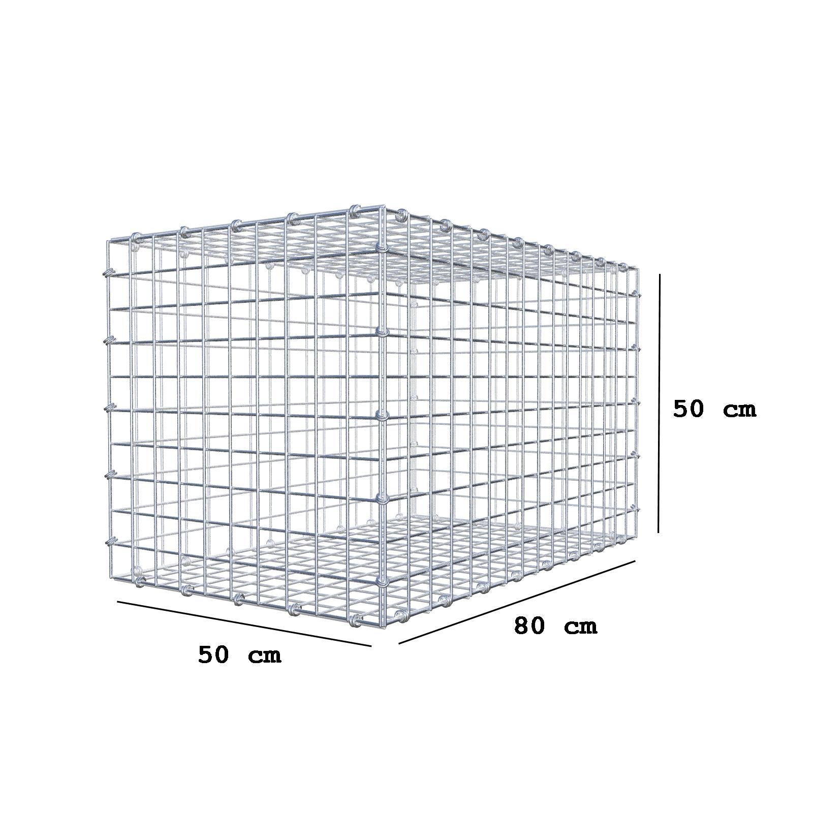 Gabion 80 cm x 50 cm x 50 cm (L x H x D), maskestørrelse 5 x 5 cm, spiralring