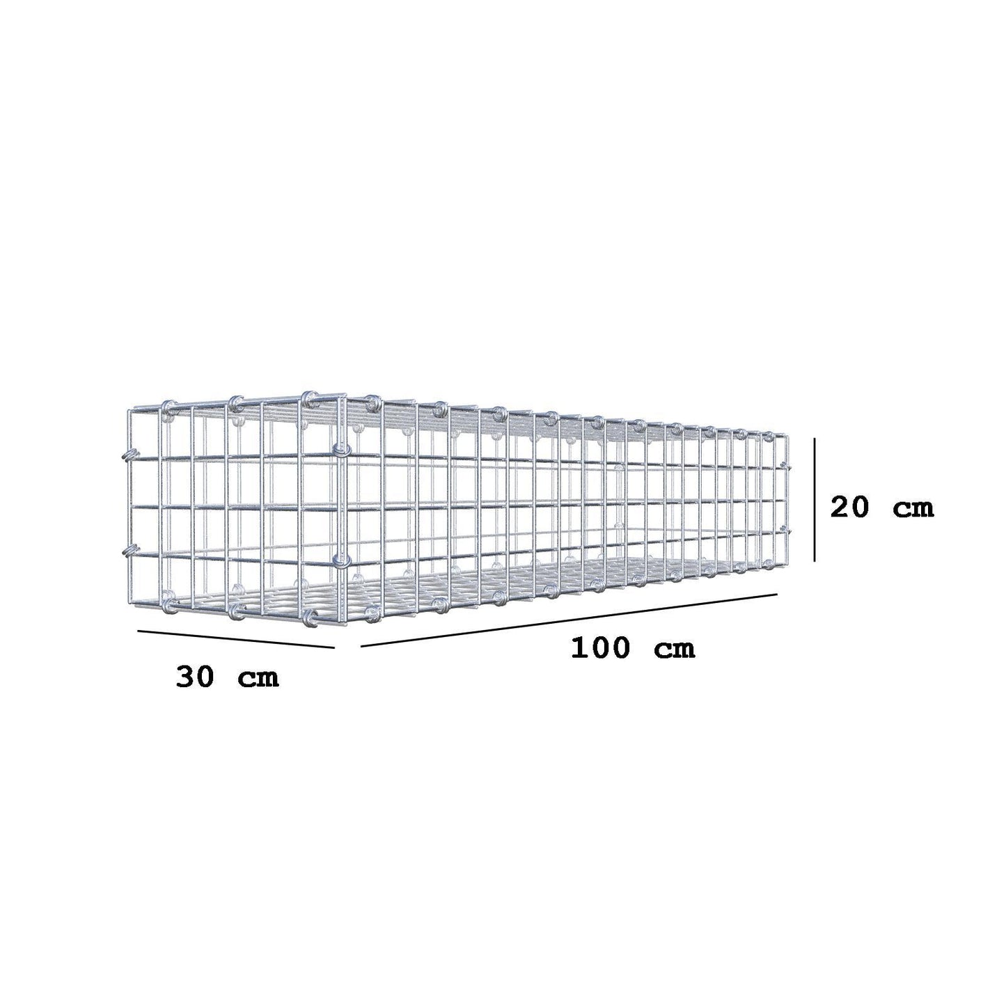 Schanskorf 100 cm x 20 cm x 30 cm (L x H x D), maaswijdte 5 x 5 cm, spiraalring