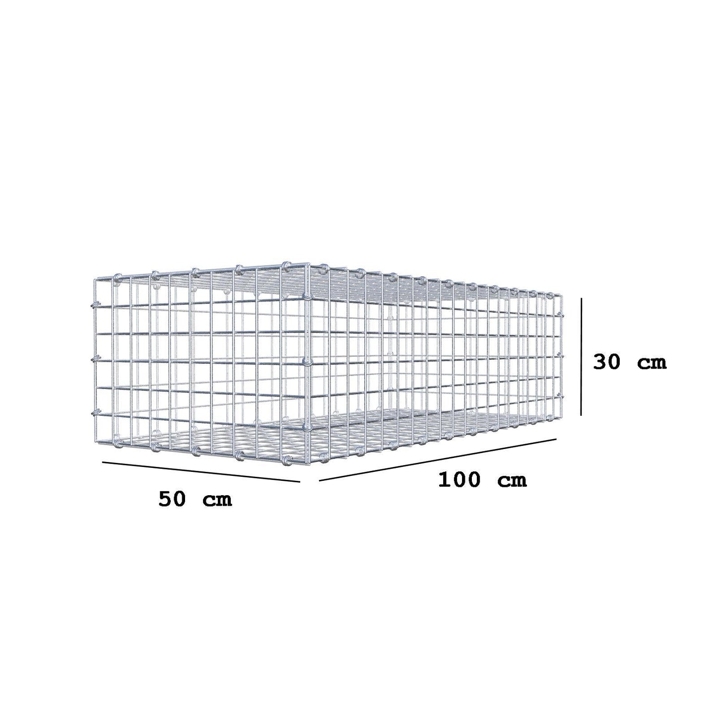 Schanskorf 100 cm x 30 cm x 50 cm (L x H x D), maaswijdte 5 x 5 cm, spiraalring