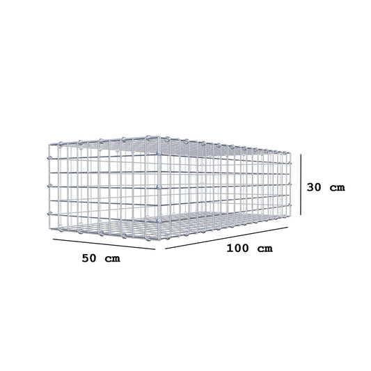 Gabione 100 cm x 30 cm x 50 cm (L x H x T), Maschenweite 5 x 5 cm, Spiralring