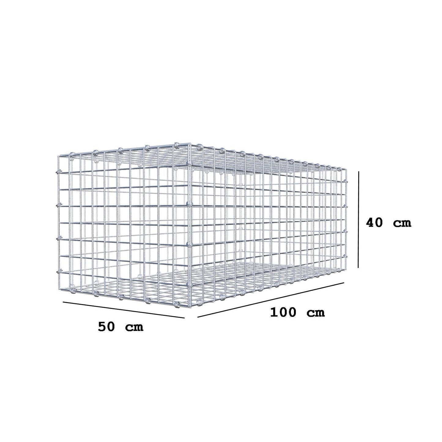 Gabião 100 cm x 40 cm x 50 cm (C x A x P), malhagem 5 x 5 cm, anel espiral