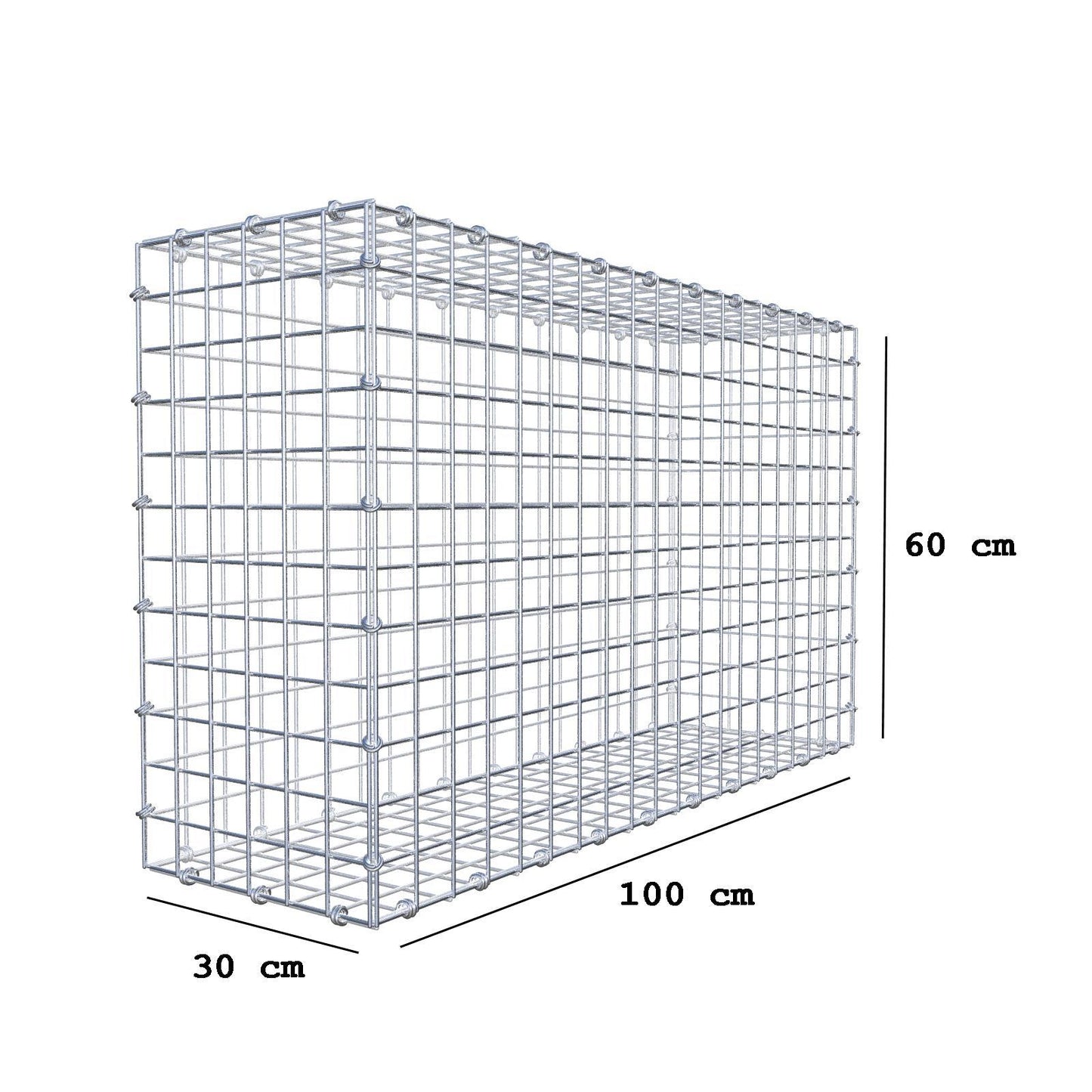 Gabion 100 cm x 60 cm x 30 cm (L x H x P), mailles 5 x 5 cm, anneau en spirale