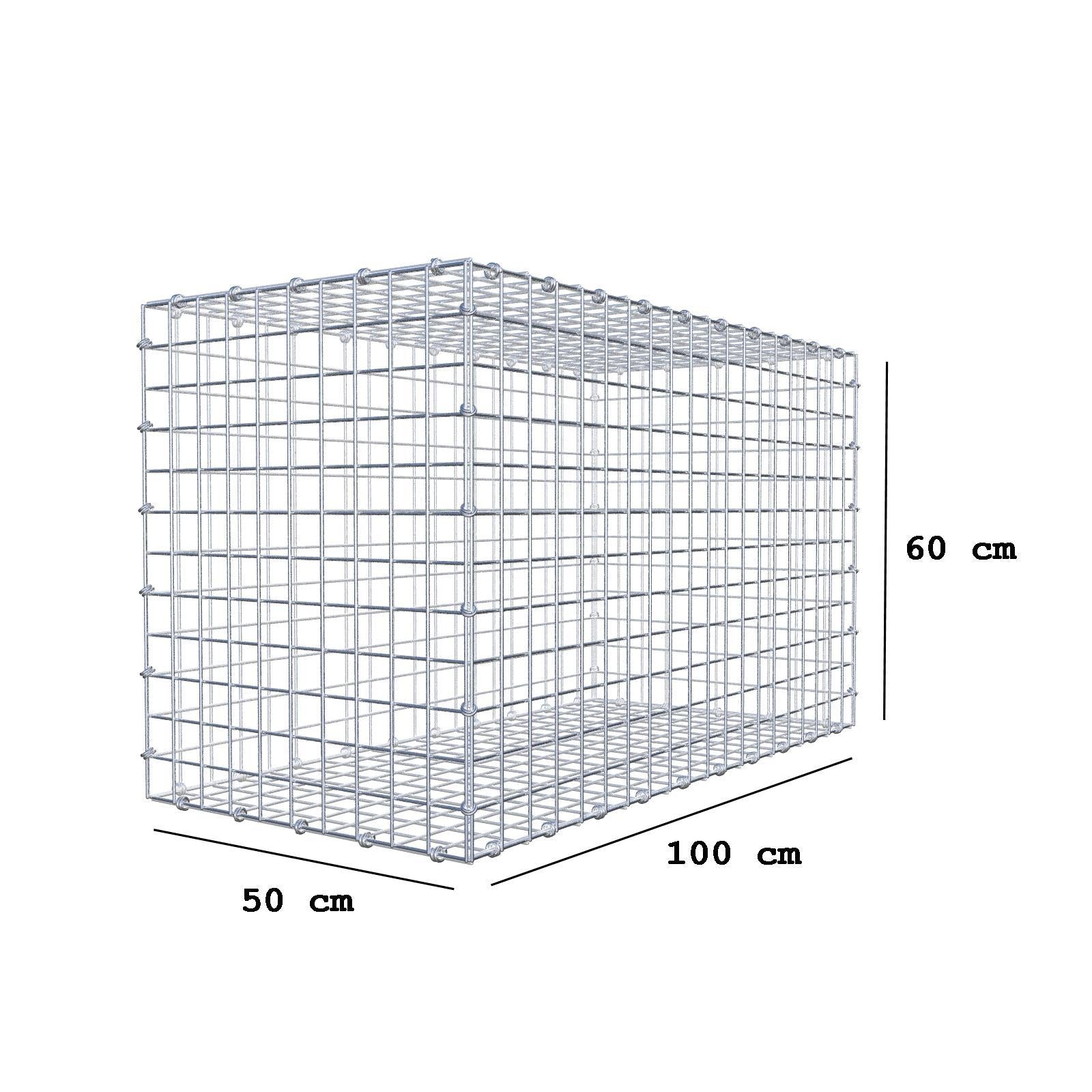 Gabião 100 cm x 60 cm x 50 cm (C x A x P), malhagem 5 x 5 cm, anel espiral