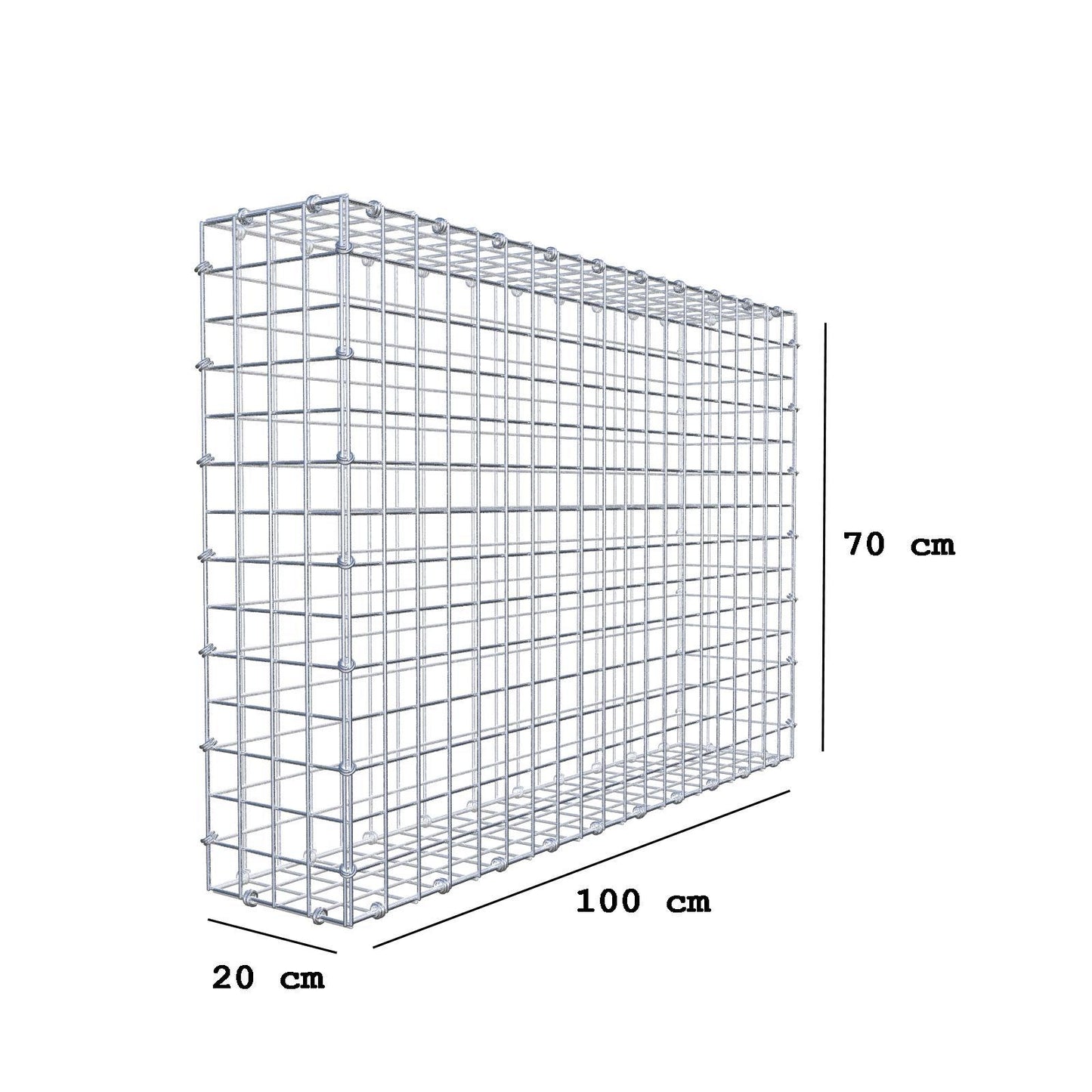 Gabion 100 cm x 70 cm x 20 cm (L x H x P), mailles 5 x 5 cm, anneau en spirale