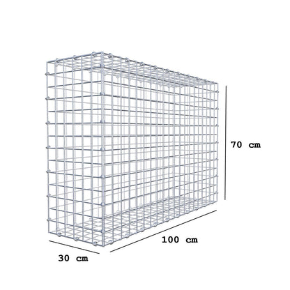 Gabion 100 cm x 70 cm x 30 cm (L x H x D), maskestørrelse 5 x 5 cm, spiralring
