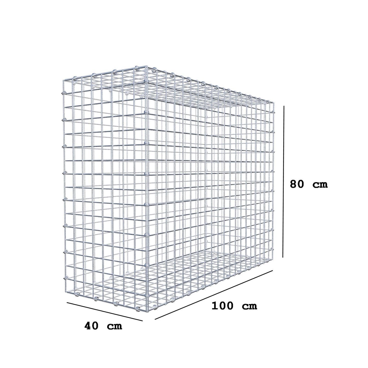 Gabion 100 cm x 80 cm x 40 cm (L x H x P), mailles 5 x 5 cm, anneau en spirale
