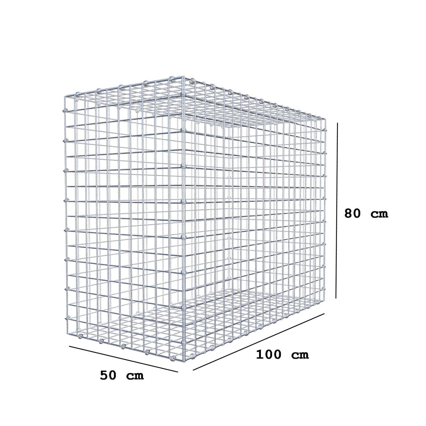 Schanskorf 100 cm x 80 cm x 50 cm (L x H x D), maaswijdte 5 x 5 cm, spiraalring