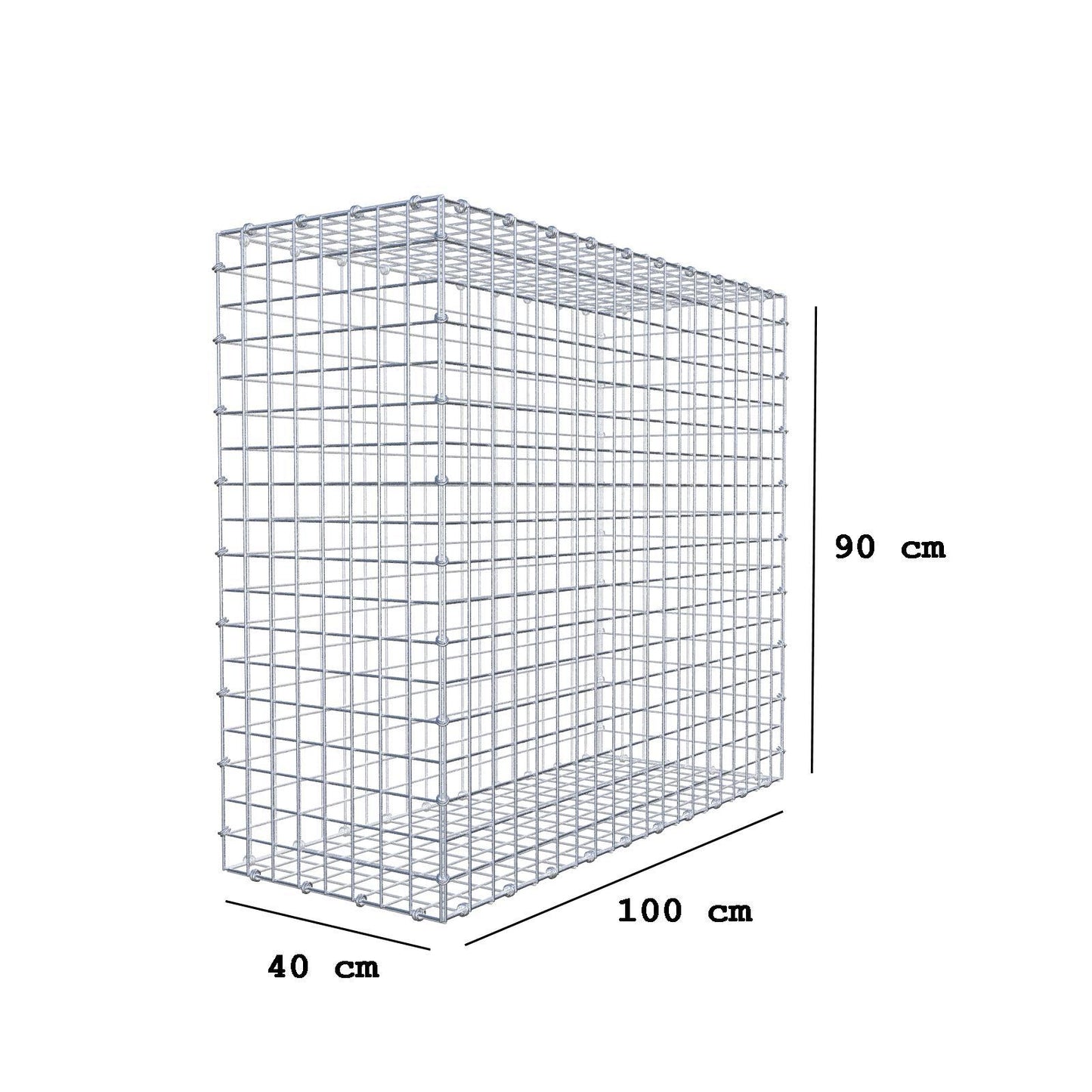 Schanskorf 100 cm x 90 cm x 40 cm (L x H x D), maaswijdte 5 x 5 cm, spiraalring