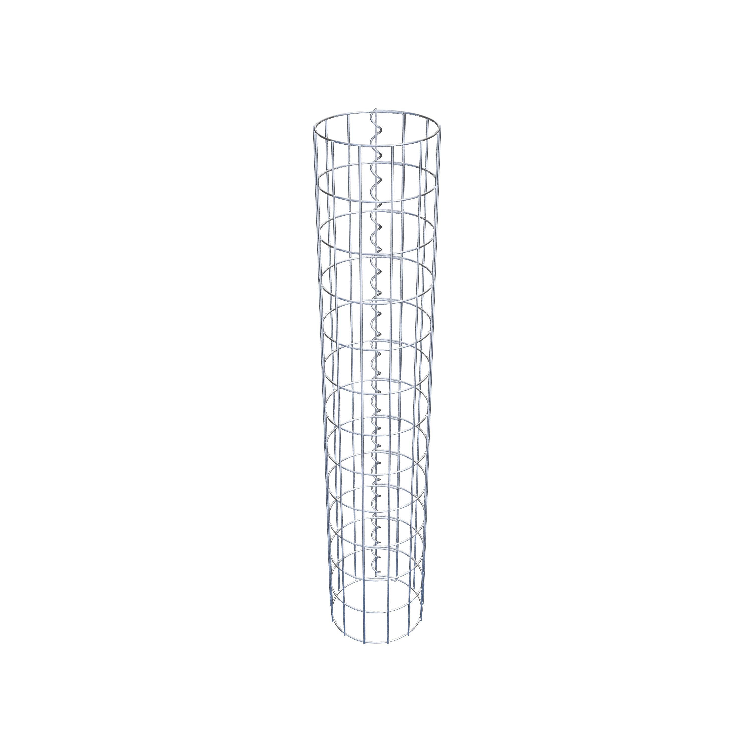 Coluna de gabião com diâmetro de 22 cm, malha redonda de 5 x 10 cm