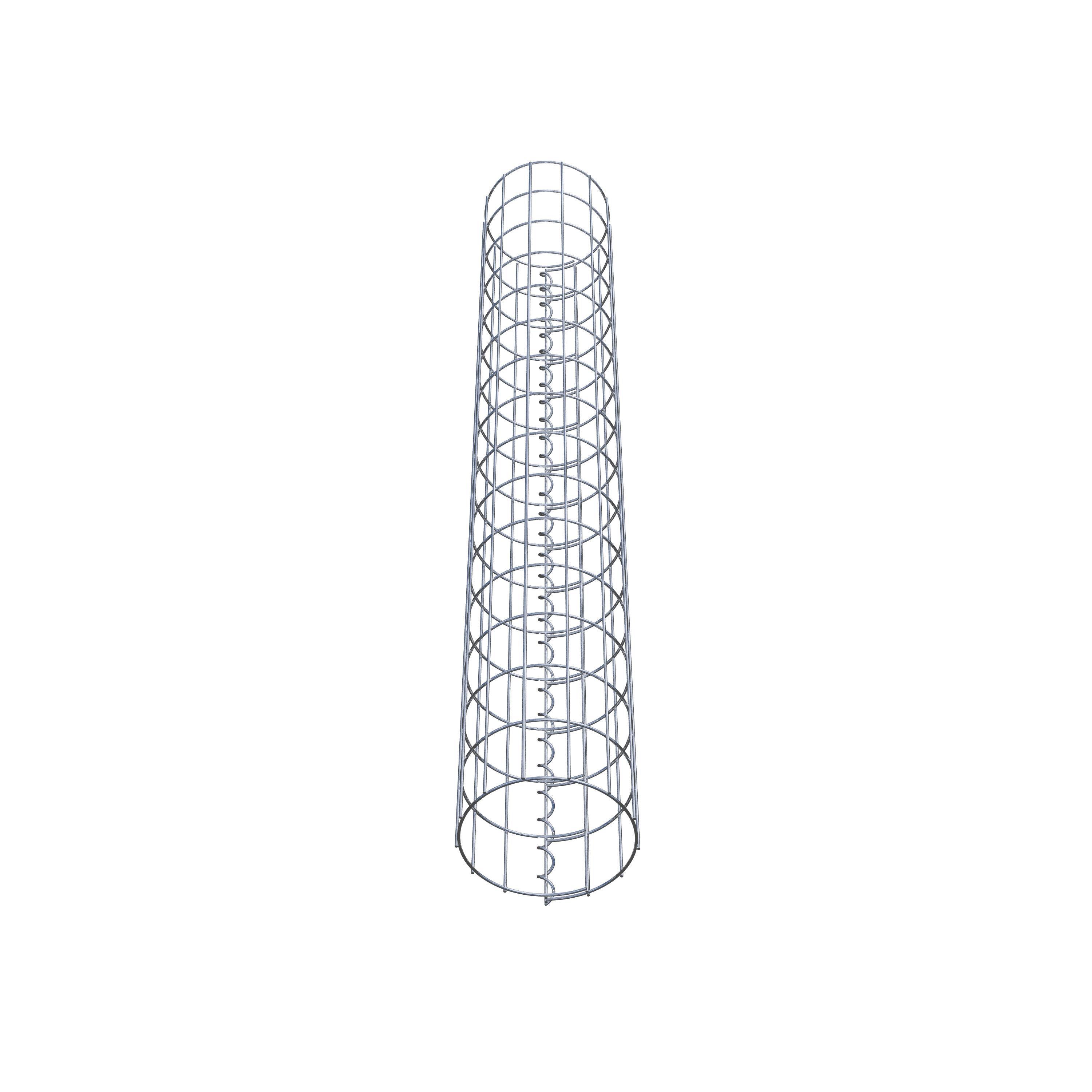 Coluna de gabião com diâmetro de 22 cm, malha redonda de 5 x 10 cm