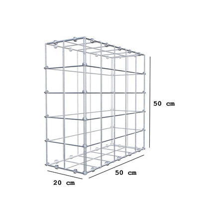 Gabion 50 cm x 50 cm x 20 cm (L x H x P), mailles 10 x 10 cm, anneau en spirale