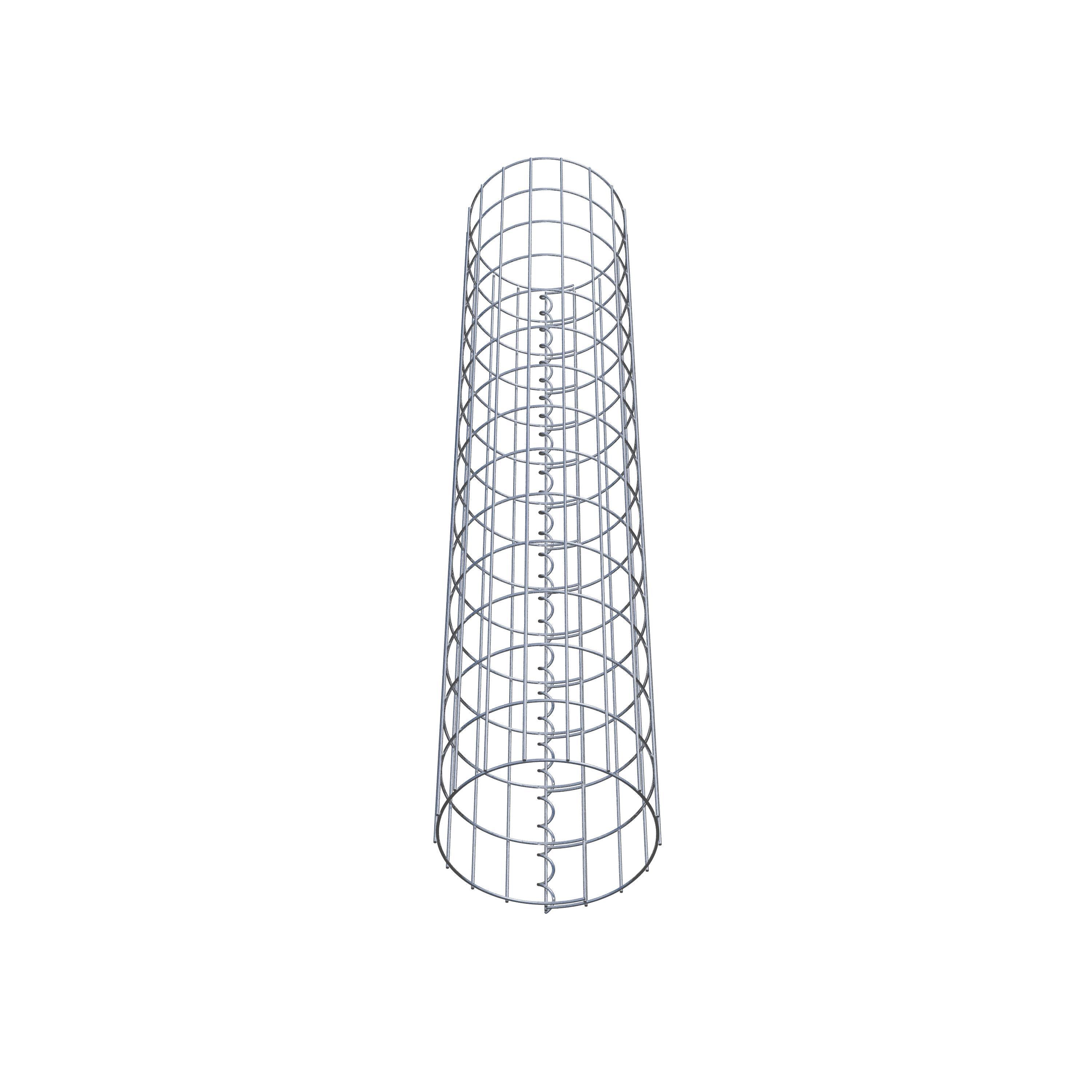 Coluna de gabião com diâmetro de 27 cm, malha redonda de 5 x 10 cm