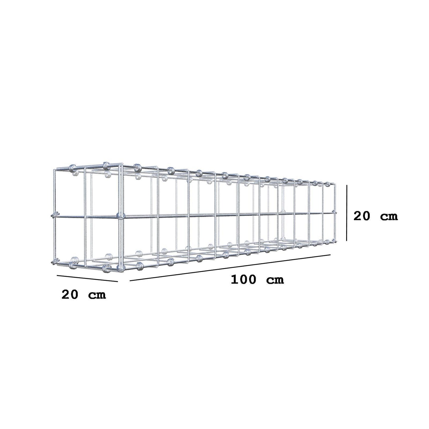Schanskorf 100 cm x 20 cm x 20 cm (L x H x D), maaswijdte 10 x 10 cm, spiraalring