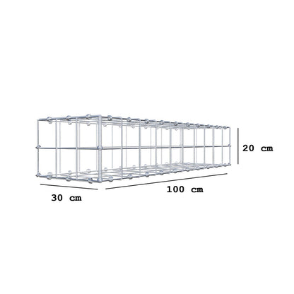 Gabião 100 cm x 20 cm x 30 cm (C x A x P), malhagem 10 x 10 cm, anel espiral