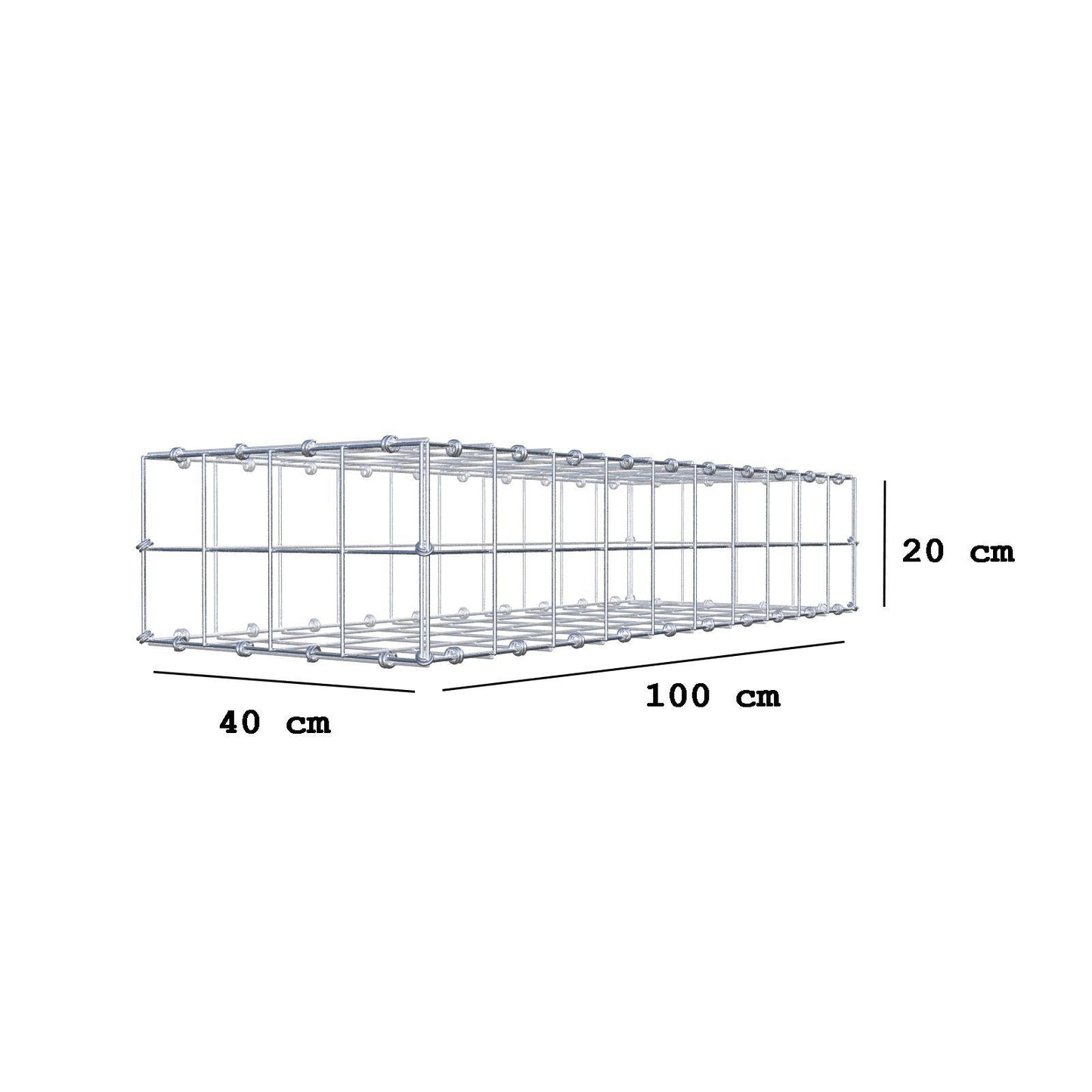 Schanskorf 100 cm x 20 cm x 40 cm (L x H x D), maaswijdte 10 x 10 cm, spiraalring