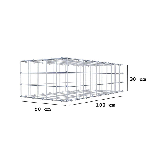 Gabione 100 cm x 30 cm x 50 cm (L x H x T), Maschenweite 10 x 10 cm, Spiralring