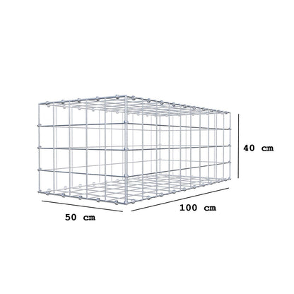 Gabion 100 cm x 40 cm x 50 cm (L x H x D), maskestørrelse 10 x 10 cm, spiralring